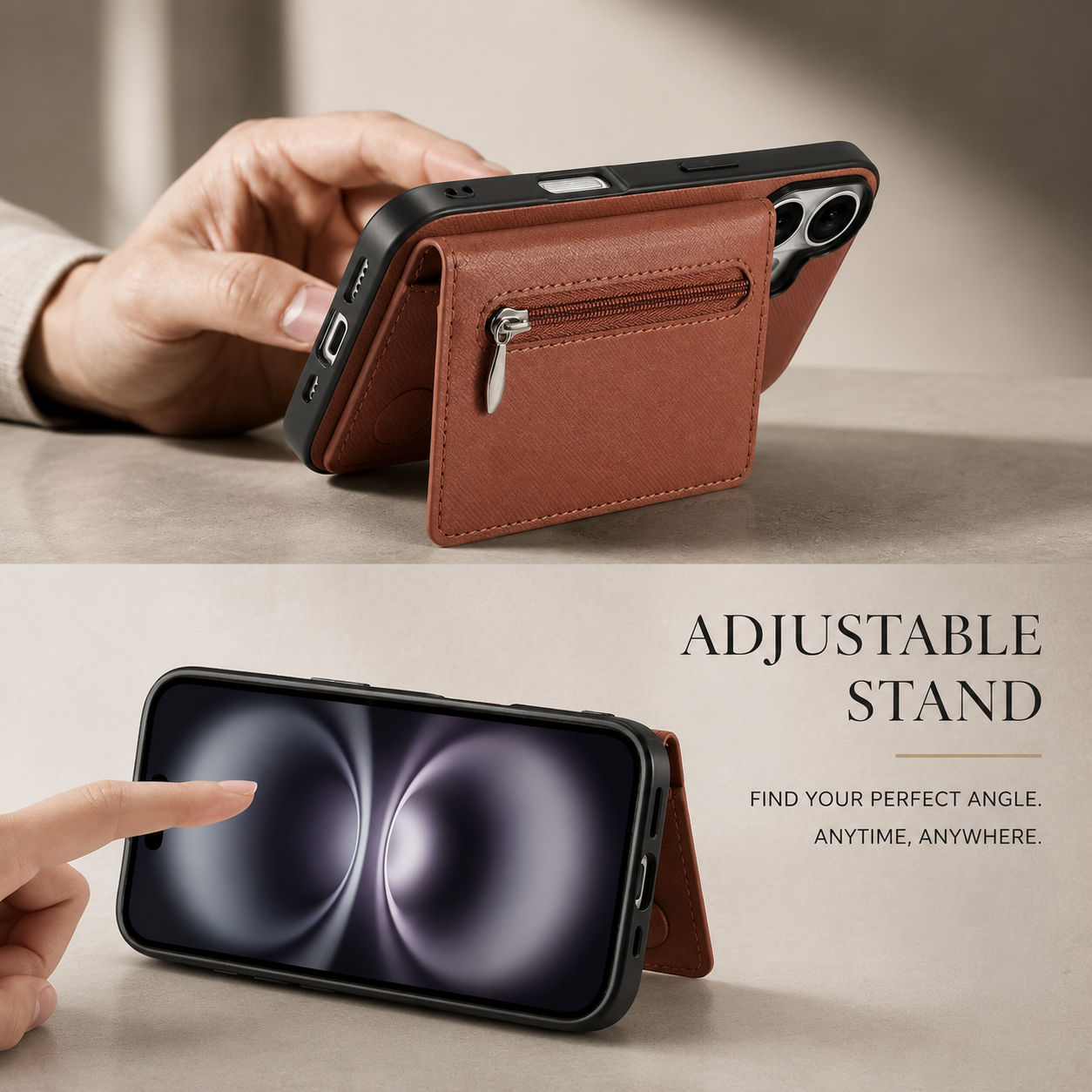 Premium iPhone Case Magnetic Wallet Cover with Camera Lens Protection, RFID Blocking Card Holder, Shockproof PU Leather Construction, Non Slip Design