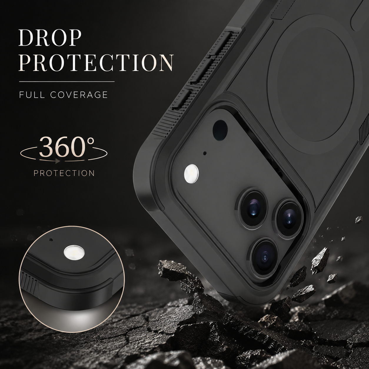 Premium iPhone Case Magnetic Wireless Charging Shockproof Protective Cover Heavy Armor PC TPU Hybrid Matte Anti Fingerprint Design