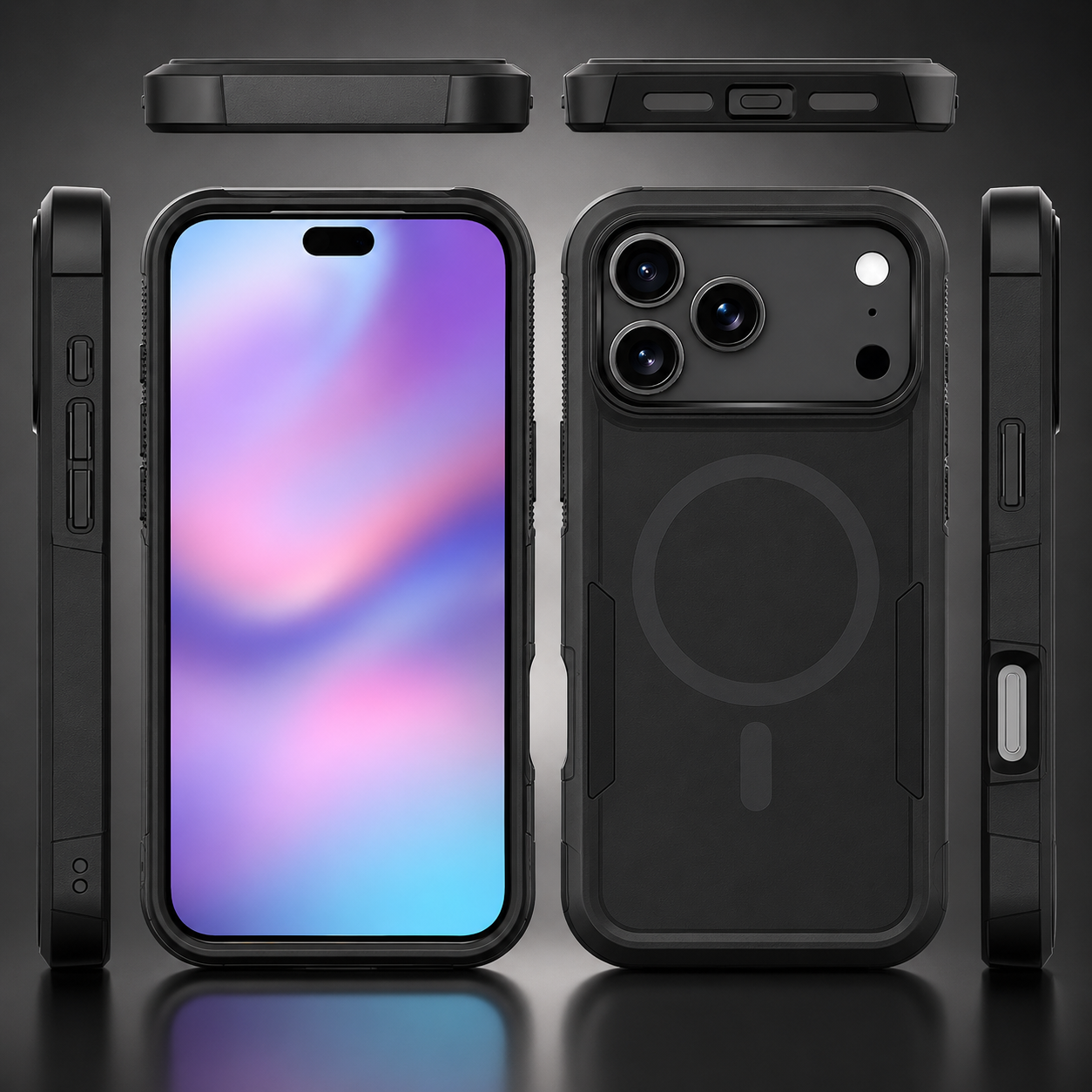 Premium iPhone Case Magnetic Wireless Charging Shockproof Protective Cover Heavy Armor PC TPU Hybrid Matte Anti Fingerprint Design