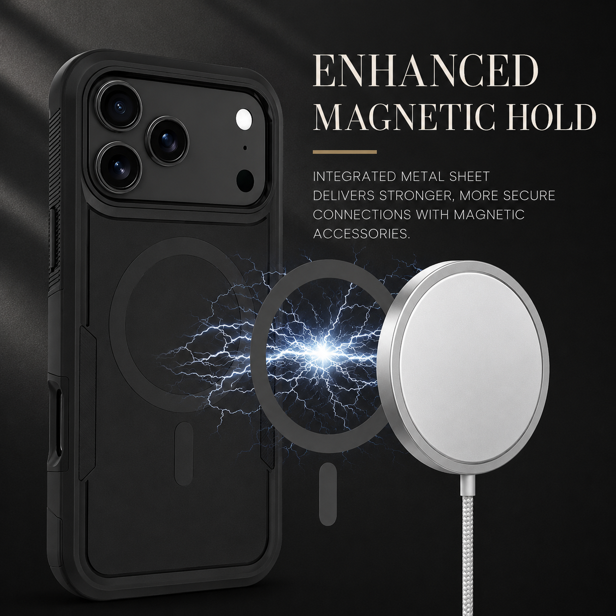 Premium iPhone Case Magnetic Wireless Charging Shockproof Protective Cover Heavy Armor PC TPU Hybrid Matte Anti Fingerprint Design