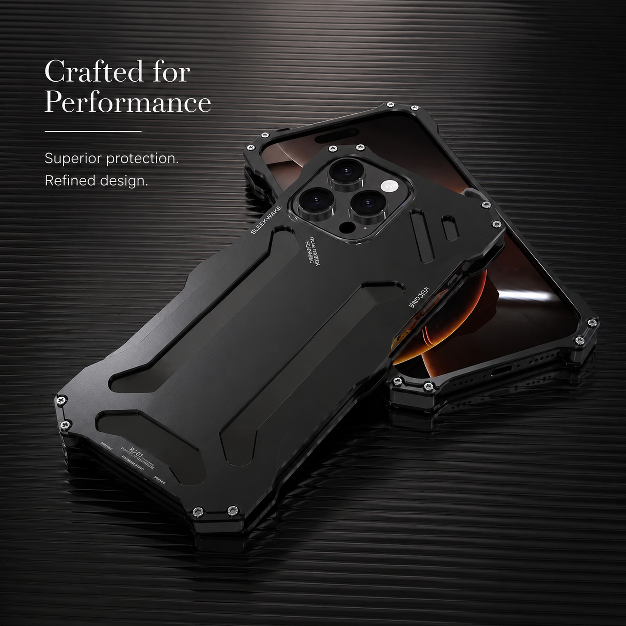 Premium iPhone Case Metal Armor Build with Camera Lens Protection Heavy Duty Structure Anti Scratch Texture Non Slip Shock Resistant Grip