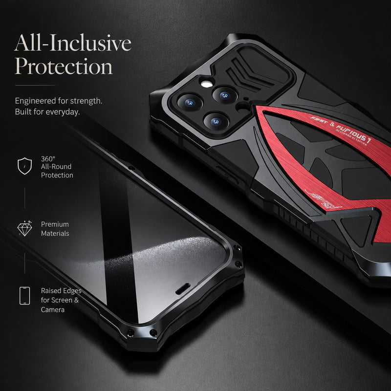 Premium iPhone Case Metal Armor Construction with Camera Lens Protection, Shockproof Defender Design, Anti Scratch Non Slip Durable Protection