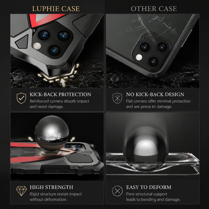 Premium iPhone Case Metal Armor Construction with Camera Lens Protection, Shockproof Defender Design, Anti Scratch Non Slip Durable Protection