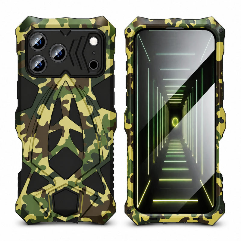 Premium iPhone Case Metal Armor Construction with Camera Lens Protection, Shockproof Defender Design, Anti Scratch Non Slip Durable Protection