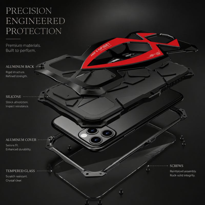 Premium iPhone Case Metal Armor Construction with Camera Lens Protection, Shockproof Defender Design, Anti Scratch Non Slip Durable Protection