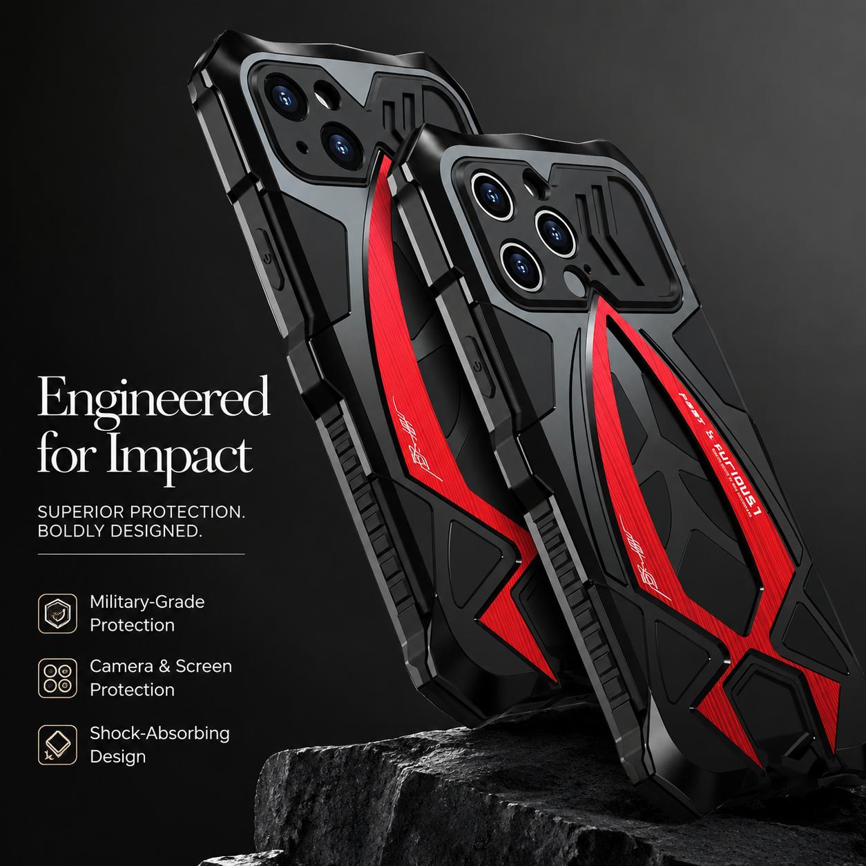 Premium iPhone Case Metal Armor Cover with Shockproof Protection, Camera Lens Protection, Secure Grip, Scratch Resistant Design and Durable Construction