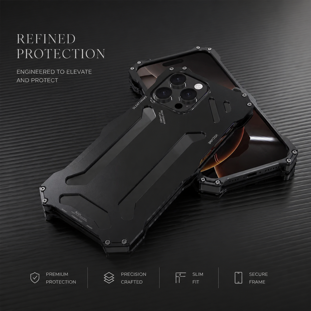 Premium iPhone Case Metal Armor Shockproof Cover, Heavy-Duty Protective Design with Anti-Scratch Finish, Secure Non-Slip Grip and Camera Protection