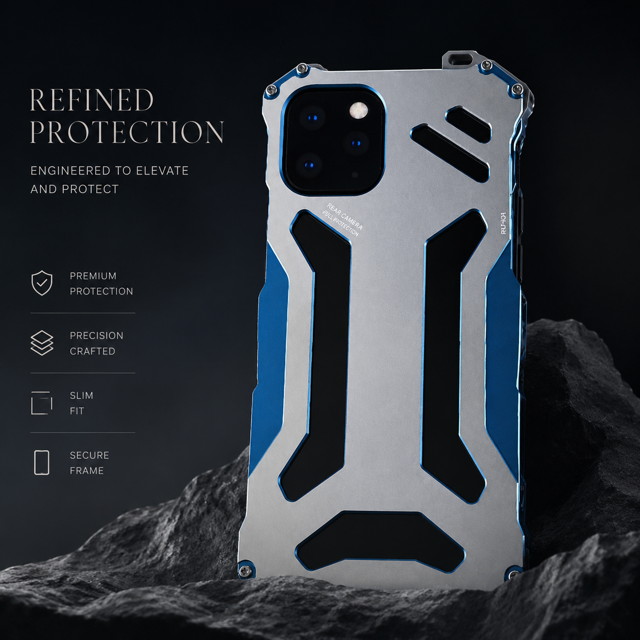 Premium iPhone Case Metal Armor Shockproof Cover, Heavy-Duty Protective Design with Anti-Scratch Finish, Secure Non-Slip Grip and Camera Protection