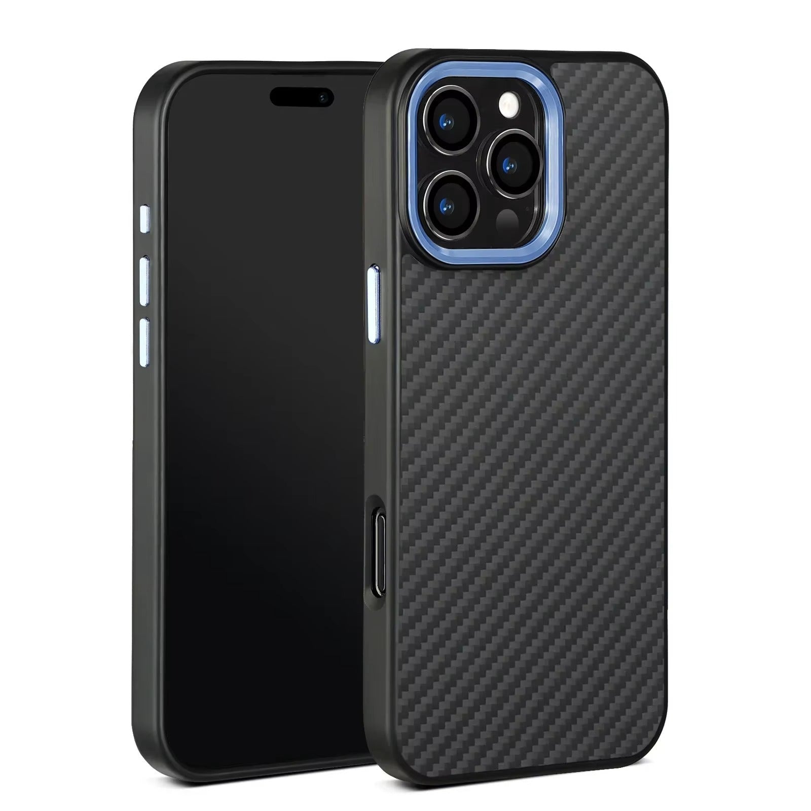 Premium iPhone Case Metal Frame Carbon Fiber Aramid Armor Cover Shockproof Full-Coverage Wireless Charging Anti-Fingerprint Protective Design