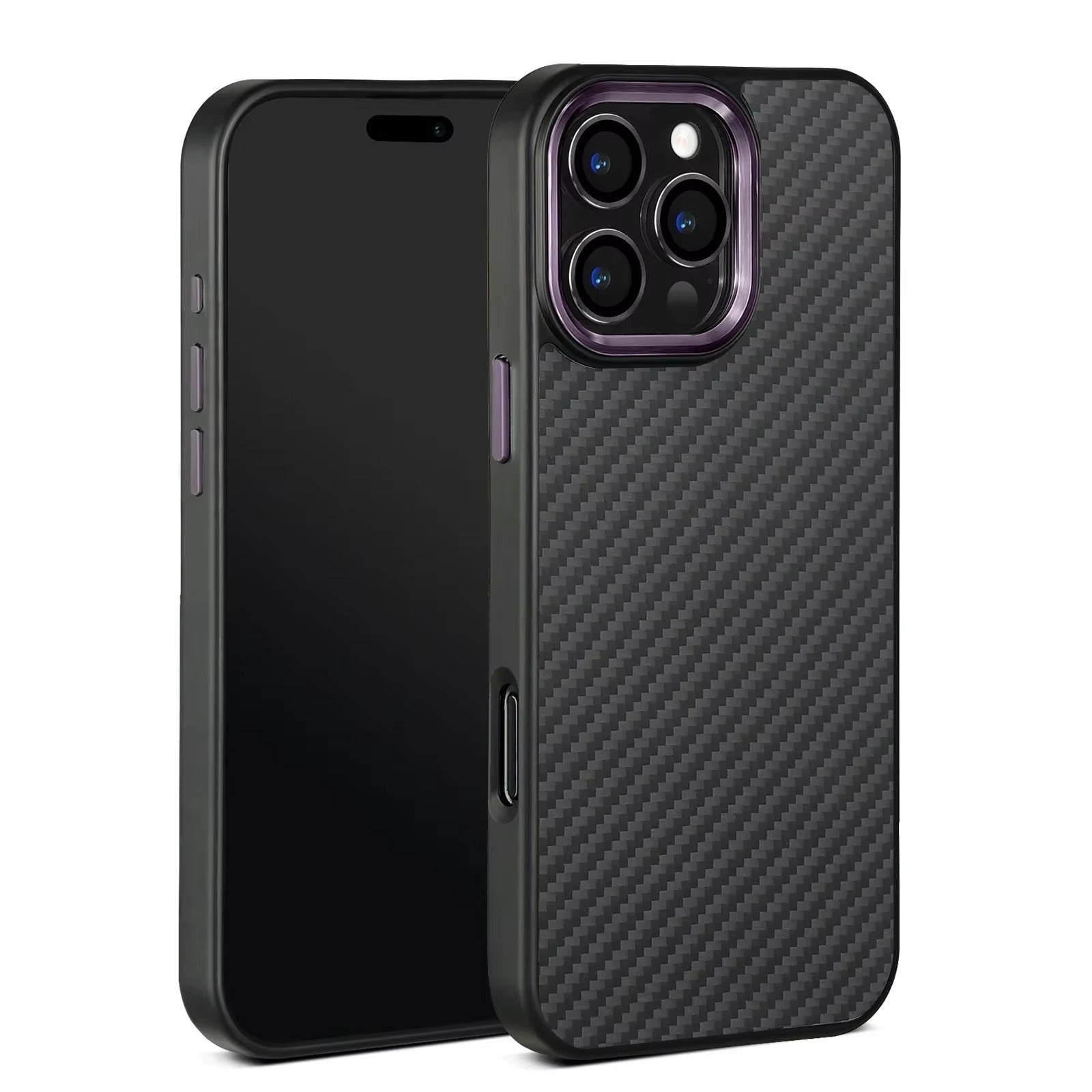 Premium iPhone Case Metal Frame Carbon Fiber Aramid Armor Cover Shockproof Full-Coverage Wireless Charging Anti-Fingerprint Protective Design