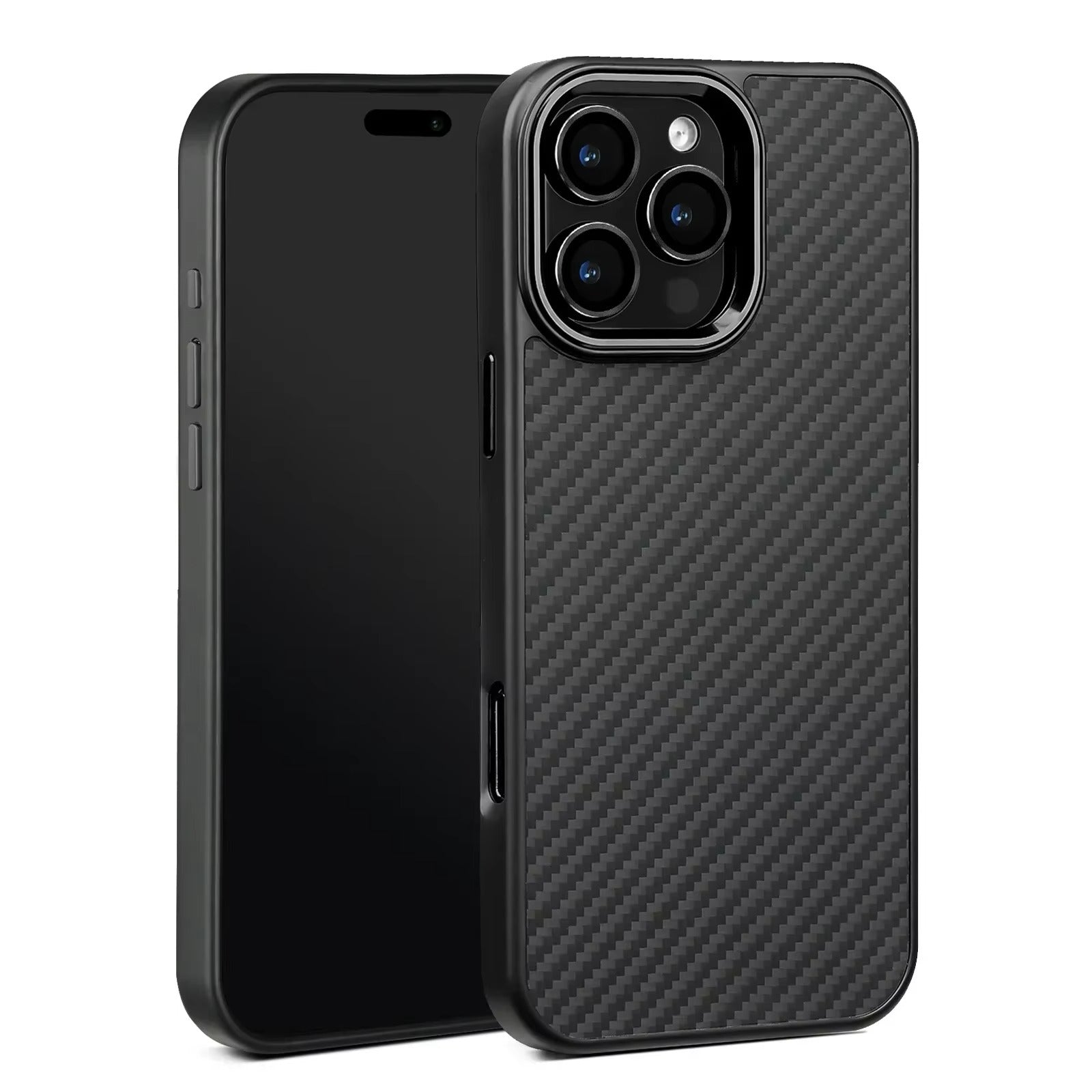Premium iPhone Case Metal Frame Carbon Fiber Aramid Armor Cover Shockproof Full-Coverage Wireless Charging Anti-Fingerprint Protective Design
