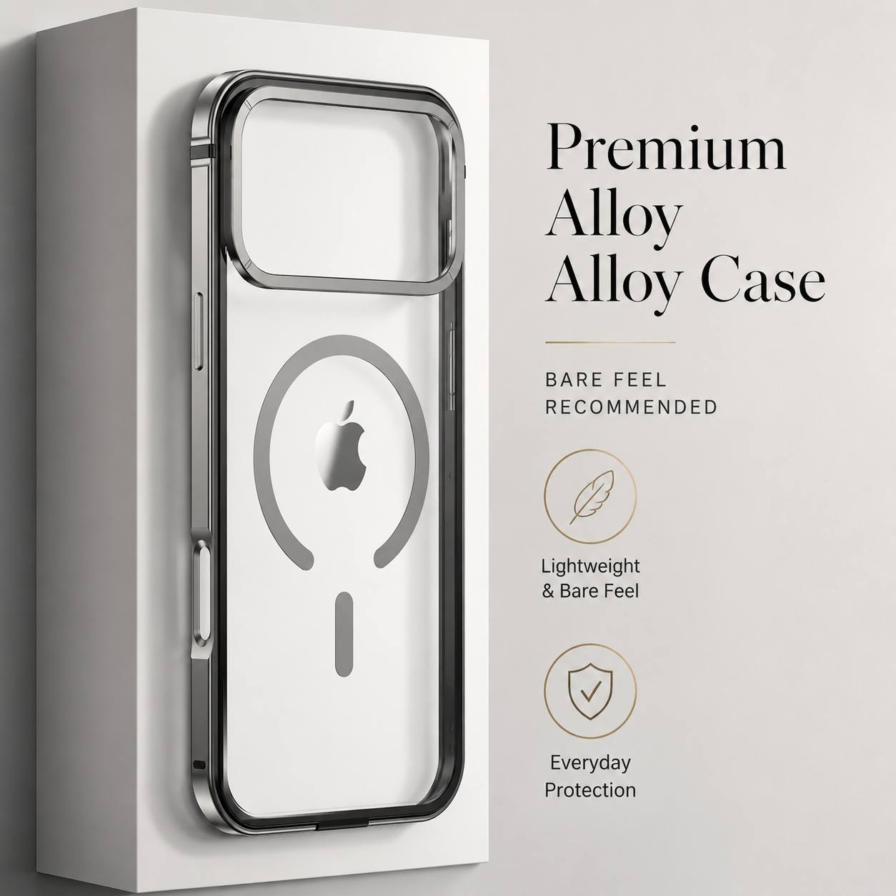 Premium iPhone Case Metal Frame with MagSafe Magnetic Charging, HD Acrylic Back, Slim Aluminum Alloy Design, Shockproof Anti Scratch Protection Fit
