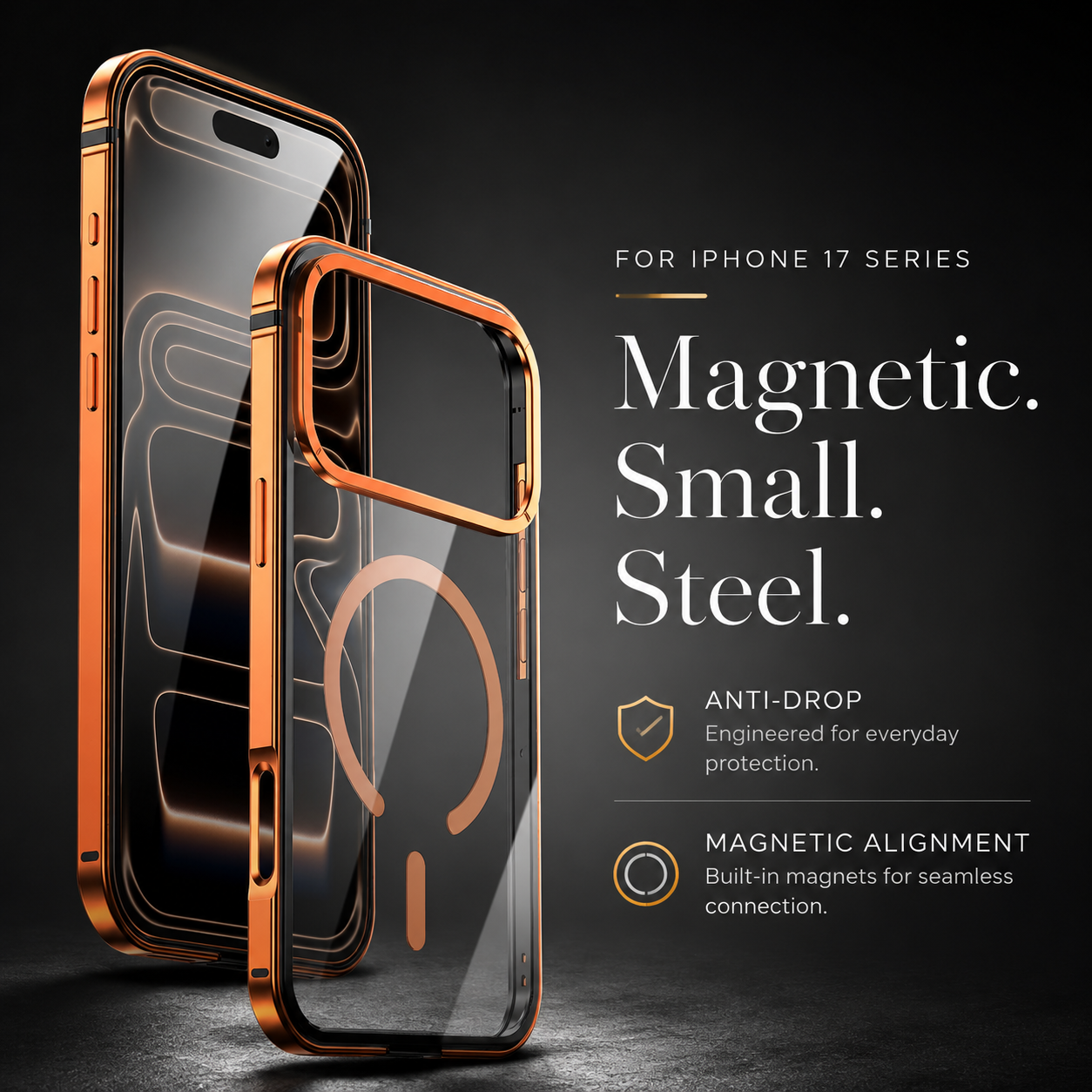 Premium iPhone Case Metal Frame with MagSafe Magnetic Charging, HD Acrylic Back, Slim Aluminum Alloy Design, Shockproof Anti Scratch Protection Fit