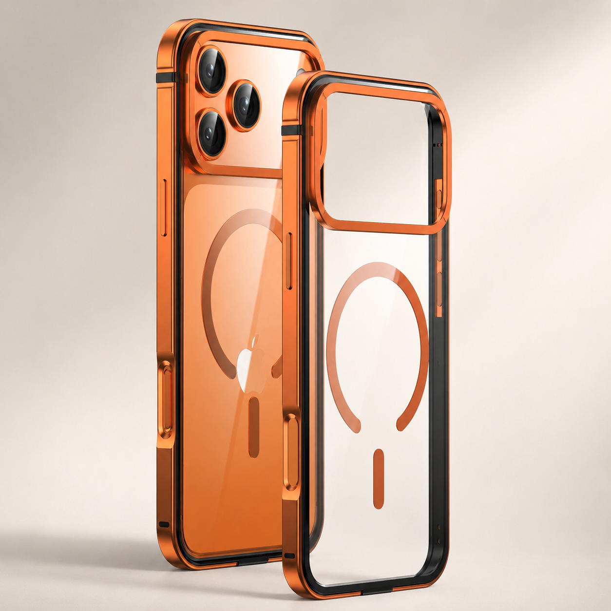Premium iPhone Case Metal Frame with MagSafe Magnetic Charging, HD Acrylic Back, Slim Aluminum Alloy Design, Shockproof Anti Scratch Protection Fit