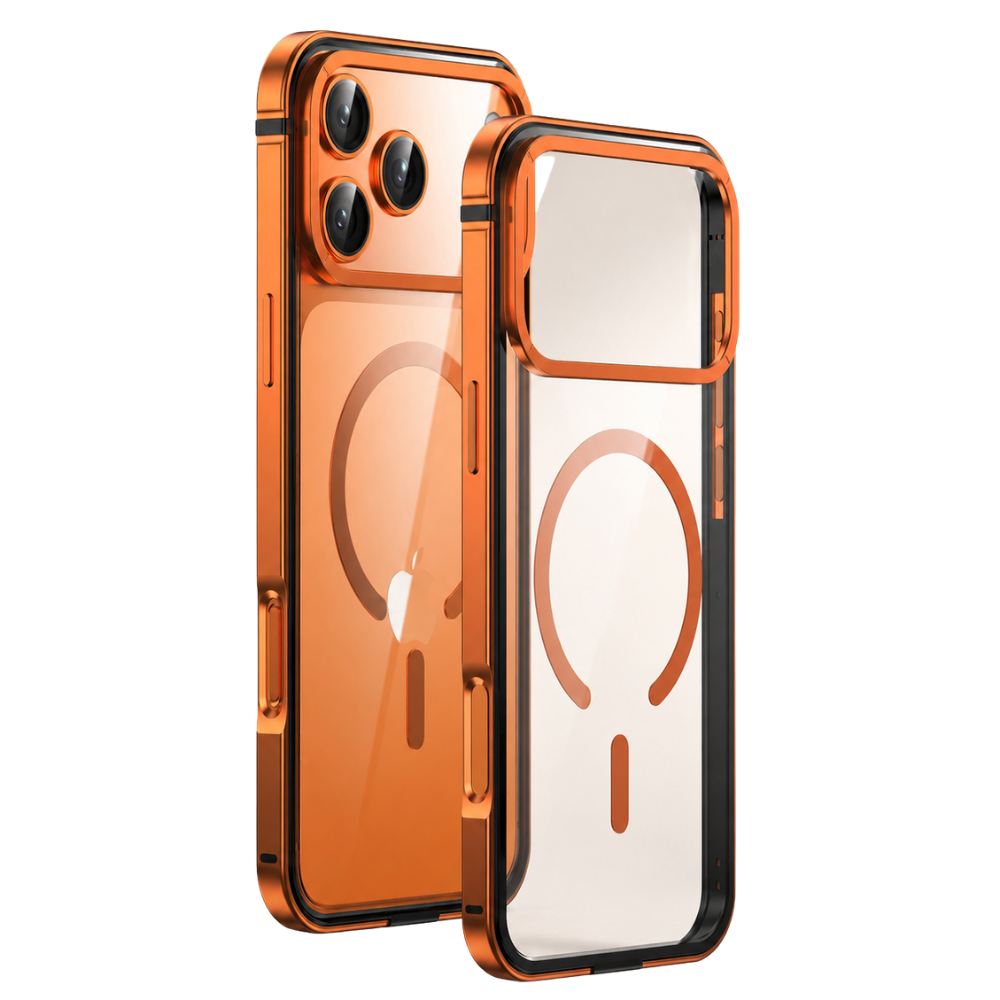 Premium iPhone Case Metal Frame with MagSafe Magnetic Charging, HD Acrylic Back, Slim Protective Aluminum Alloy Cover, Shockproof Anti Scratch Design