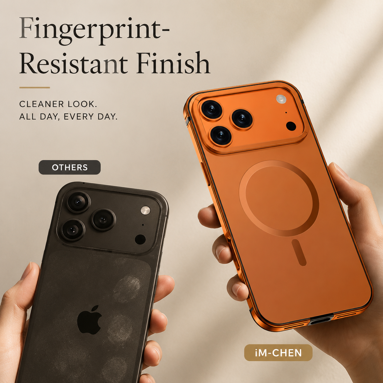 Premium iPhone Case — Orange Aluminum Alloy MagSafe Compatible Hard Shockproof Matte Cover with Magnetic Glass Protection, Anti-Scratch, Lightweight Design