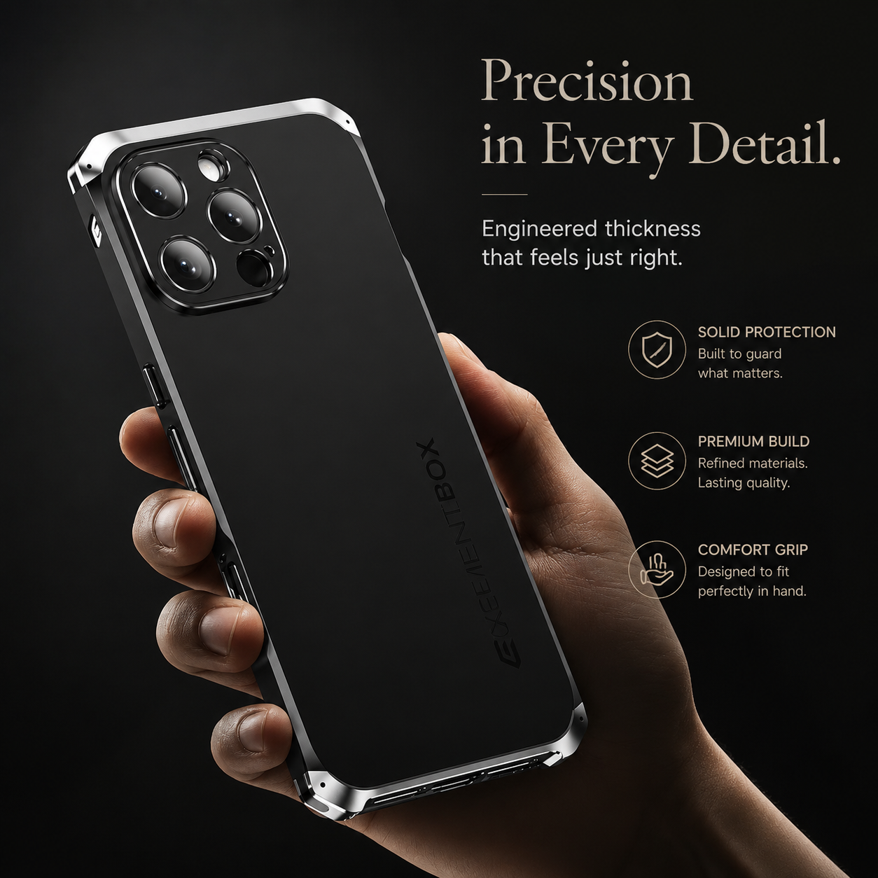 Premium iPhone Case PC + Aluminum Alloy Full-Coverage Protective Shell with Washable Anti-Scratch Dustproof Design, Non-Slip Lightweight Build