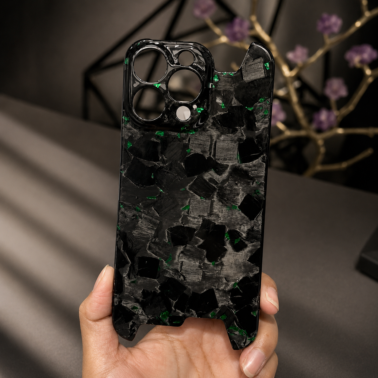 Premium iPhone Case Real Forged Carbon Fiber Cover Camera Lens Protection Ultra Thin Lightweight Shockproof Anti Scratch Wireless Charging Design