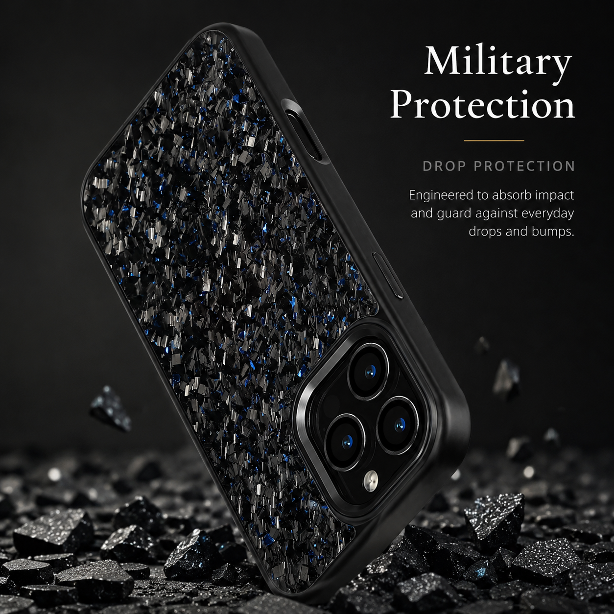 Premium iPhone Case Real Forged Carbon Fiber MagSafe Cover Shockproof Dual-Layer Full-Coverage Design Metal Lens Button Accents Non-Slip Lightweight