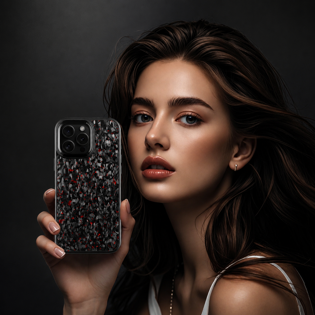 Premium iPhone Case Real Forged Carbon Fiber MagSafe Cover Shockproof Dual-Layer Full-Coverage Design Metal Lens Button Accents Non-Slip Lightweight