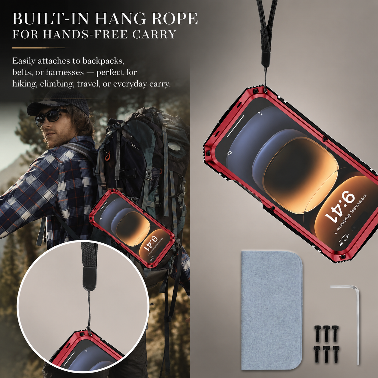 Premium iPhone Case Rugged Heavy Duty Aluminum Metal Full Body Cover Tempered Glass Screen Protector Lens Slider Shockproof Kickstand Water Resistant