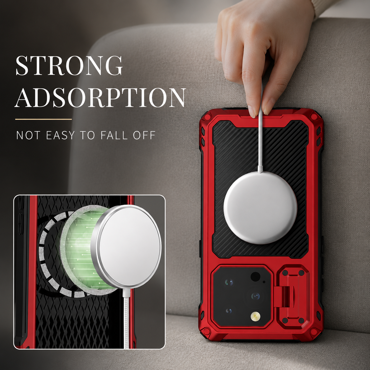 Premium iPhone Case Rugged Military Grade Protective Cover Built In Screen Guard Sliding Camera Shield Kickstand Heavy Duty Anti Slip Full Body Design