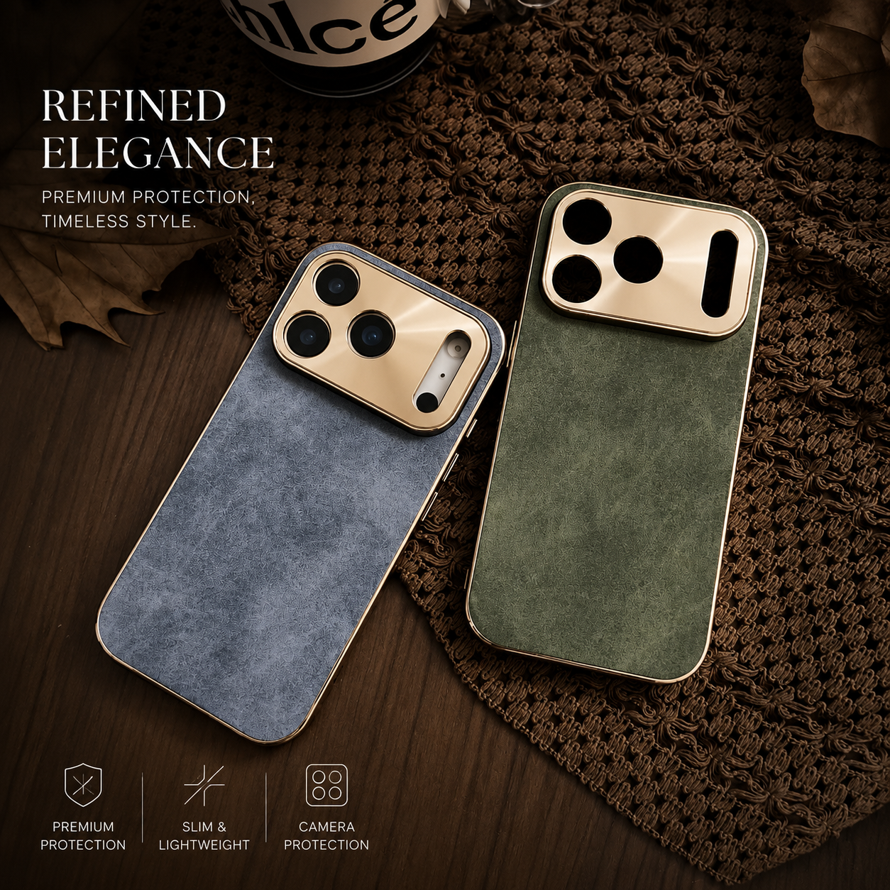 Premium iPhone Case Sheepskin Texture Plating Bumper with Camera Lens Protection Shockproof PC Armor Anti Fingerprint Non Slip Design