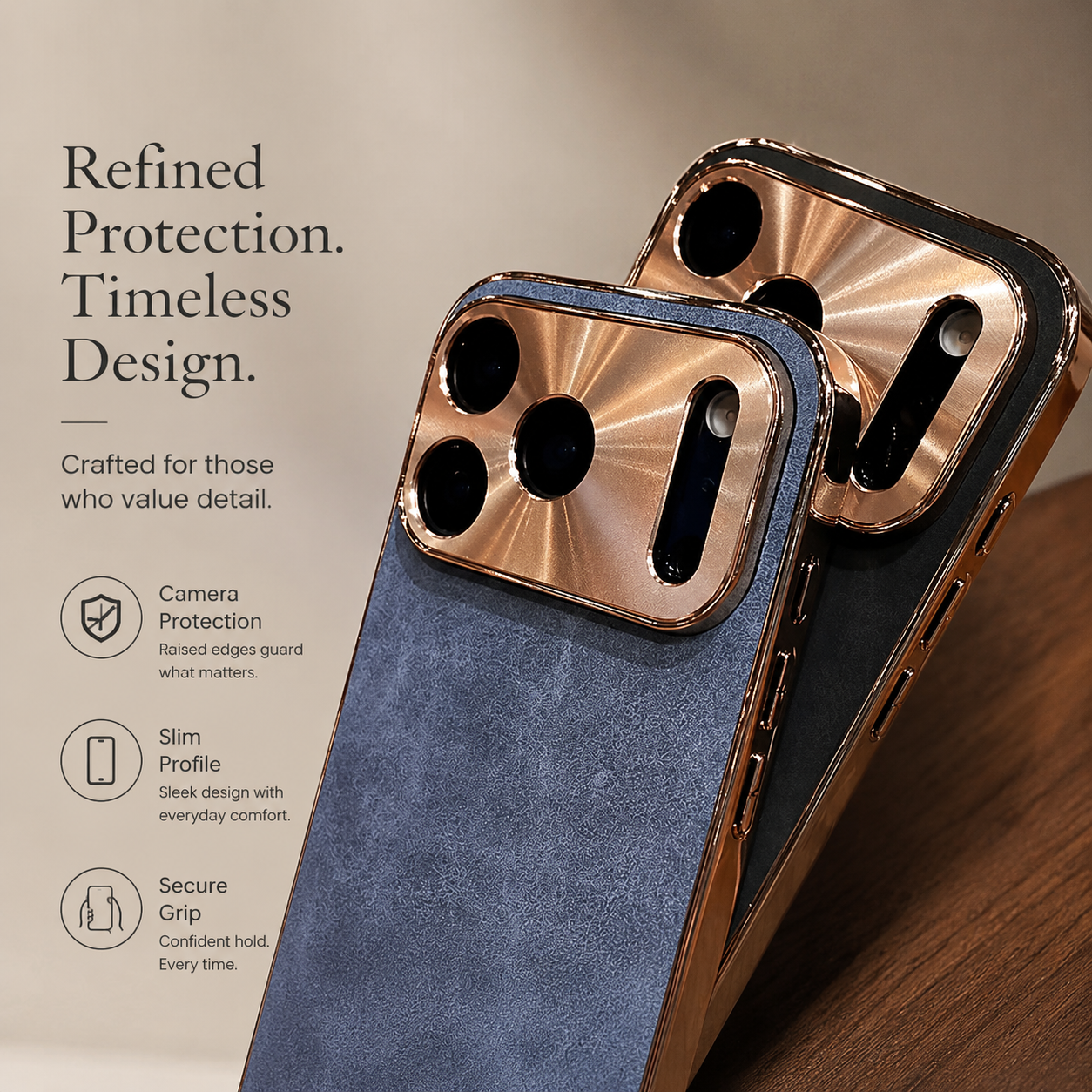 Premium iPhone Case Sheepskin Texture Plating Bumper with Camera Lens Protection Shockproof PC Armor Anti Fingerprint Non Slip Design