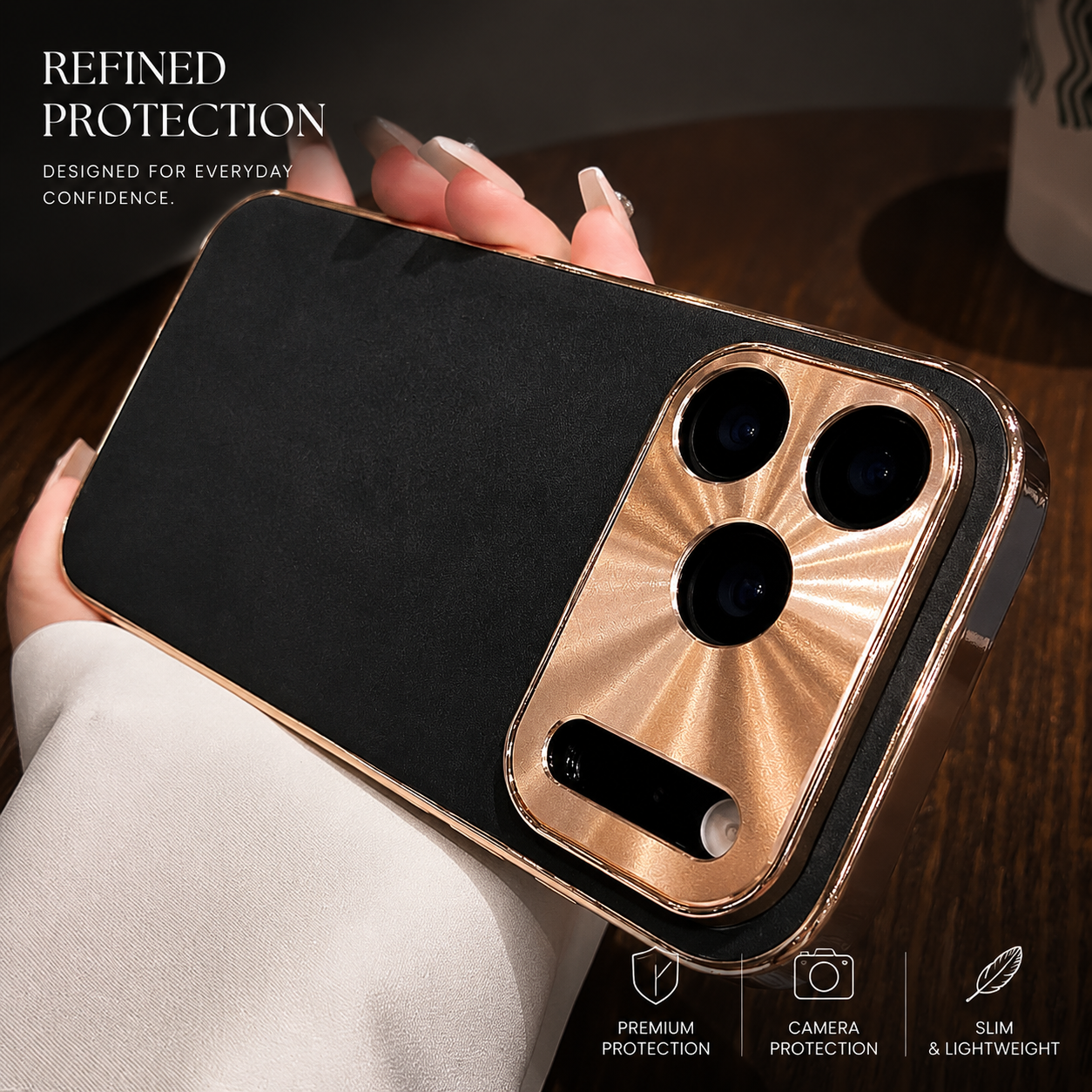 Premium iPhone Case Sheepskin Texture Plating Bumper with Camera Lens Protection Shockproof PC Armor Anti Fingerprint Non Slip Design