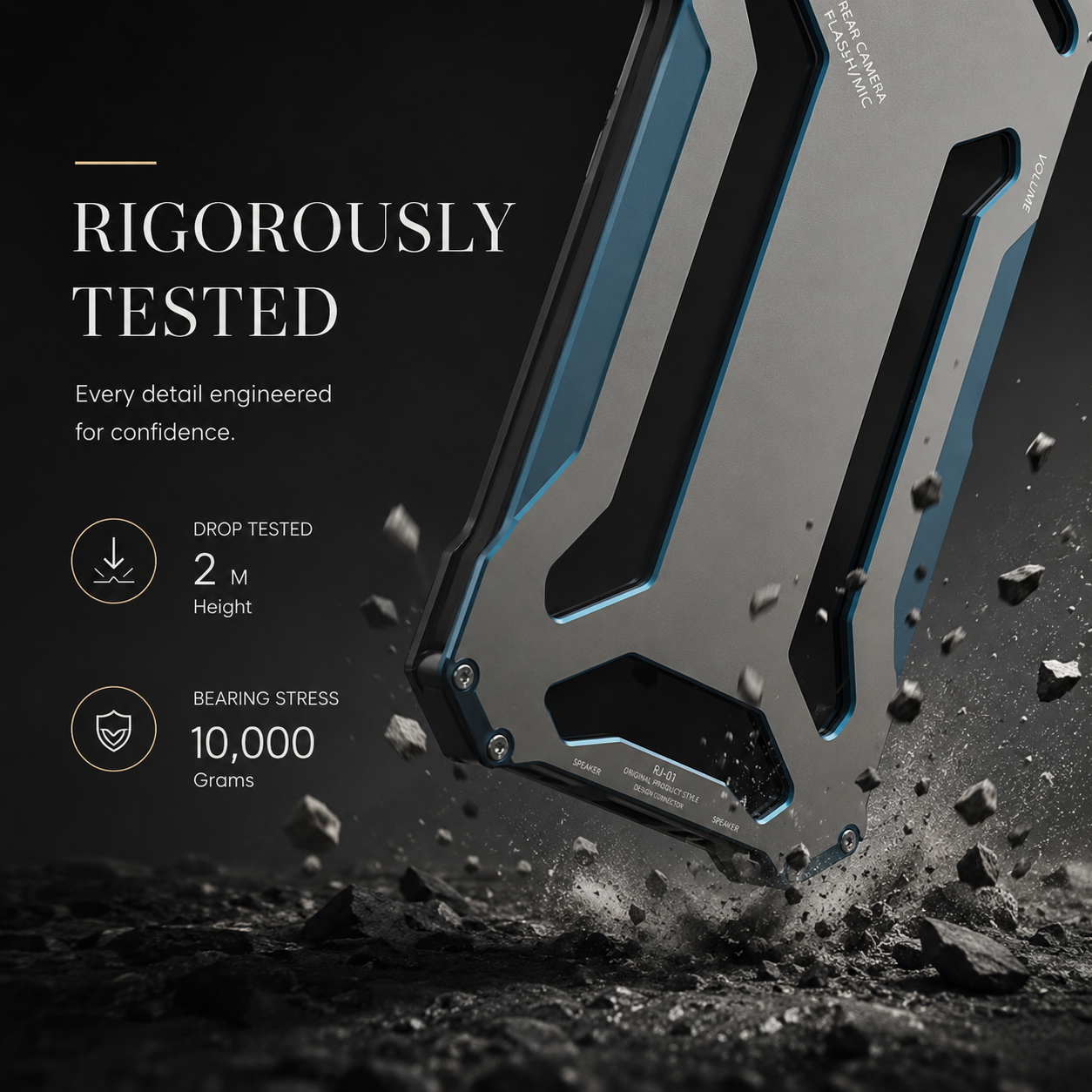 Premium iPhone Case Slim Aluminum Metal Protective Cover, Shockproof Hard Back Design with Anti-Fingerprint Finish and Secure Non-Slip Grip