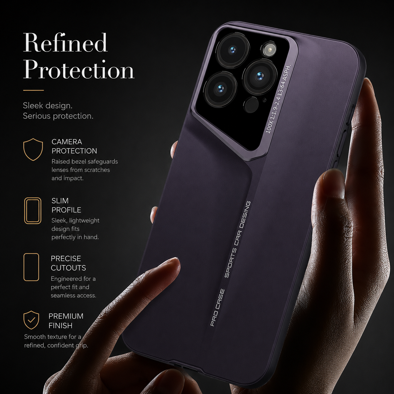 Premium iPhone Case Slim Matte Hard PC Cover with Full Coverage Protection, Camera Lens Protection, Anti Fingerprint Finish, Secure Grip and Shockproof Design