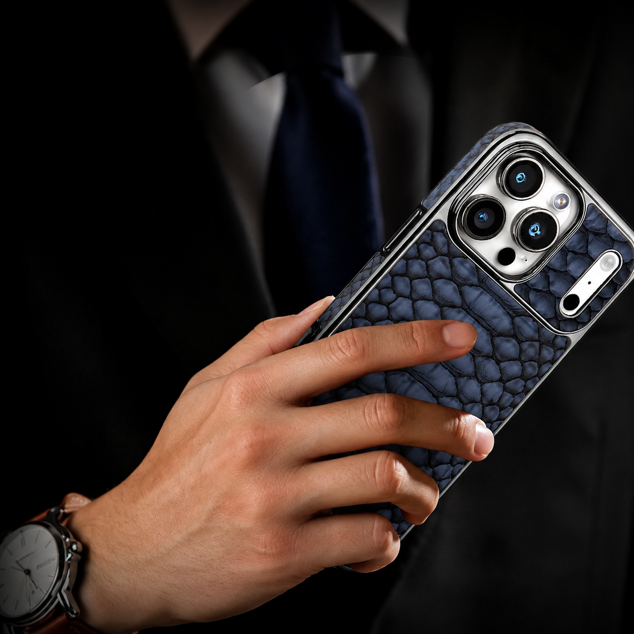 Premium iPhone Case Snake Pattern Leather Design with Camera Lens Protection, Soft Flannel Interior, Non Slip Surface, Stylish Everyday Protection