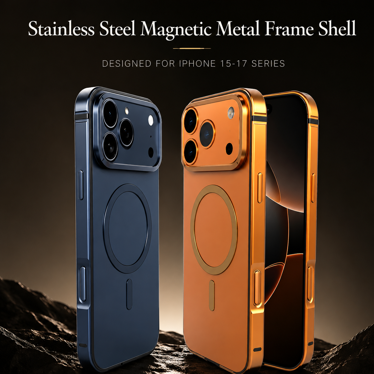 Premium iPhone Case Titanium Alloy Magnetic Design with Shockproof Aluminum Bumper, PC TPU Hybrid Back, MagSafe Wireless Charging, Slim Protection