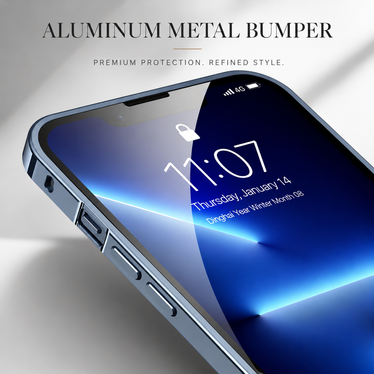 Premium iPhone Case Ultra Thin Matte Transparent Design with Shockproof Aluminum Metal Bumper, PC Acrylic Back, Camera Lens Protector, MagSafe Compatible
