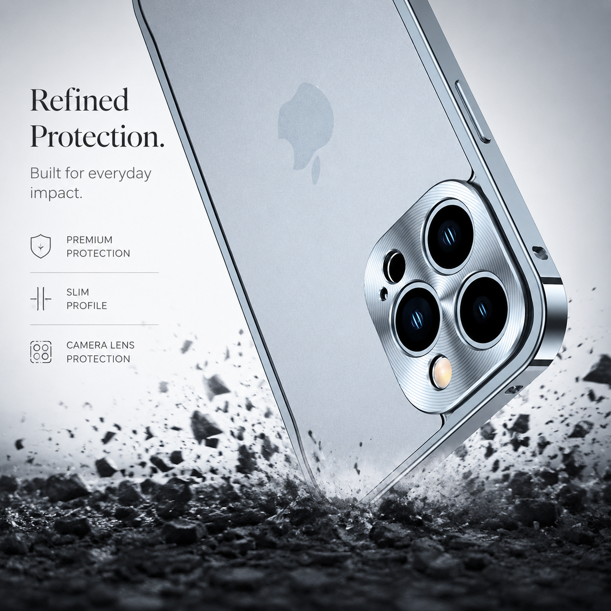 Premium iPhone Case Ultra Thin Matte Transparent Design with Shockproof Aluminum Metal Bumper, PC Acrylic Back, Camera Lens Protector, MagSafe Compatible