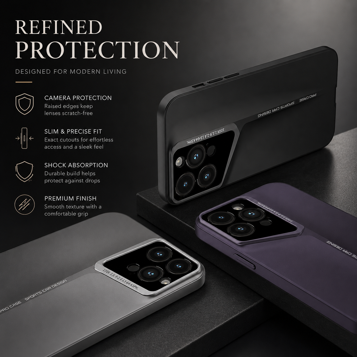 Premium iPhone Case Ultra Thin Titanium Style Cover with Shockproof Protection, Camera Lens Protection, Secure Grip and Scratch Resistant Design