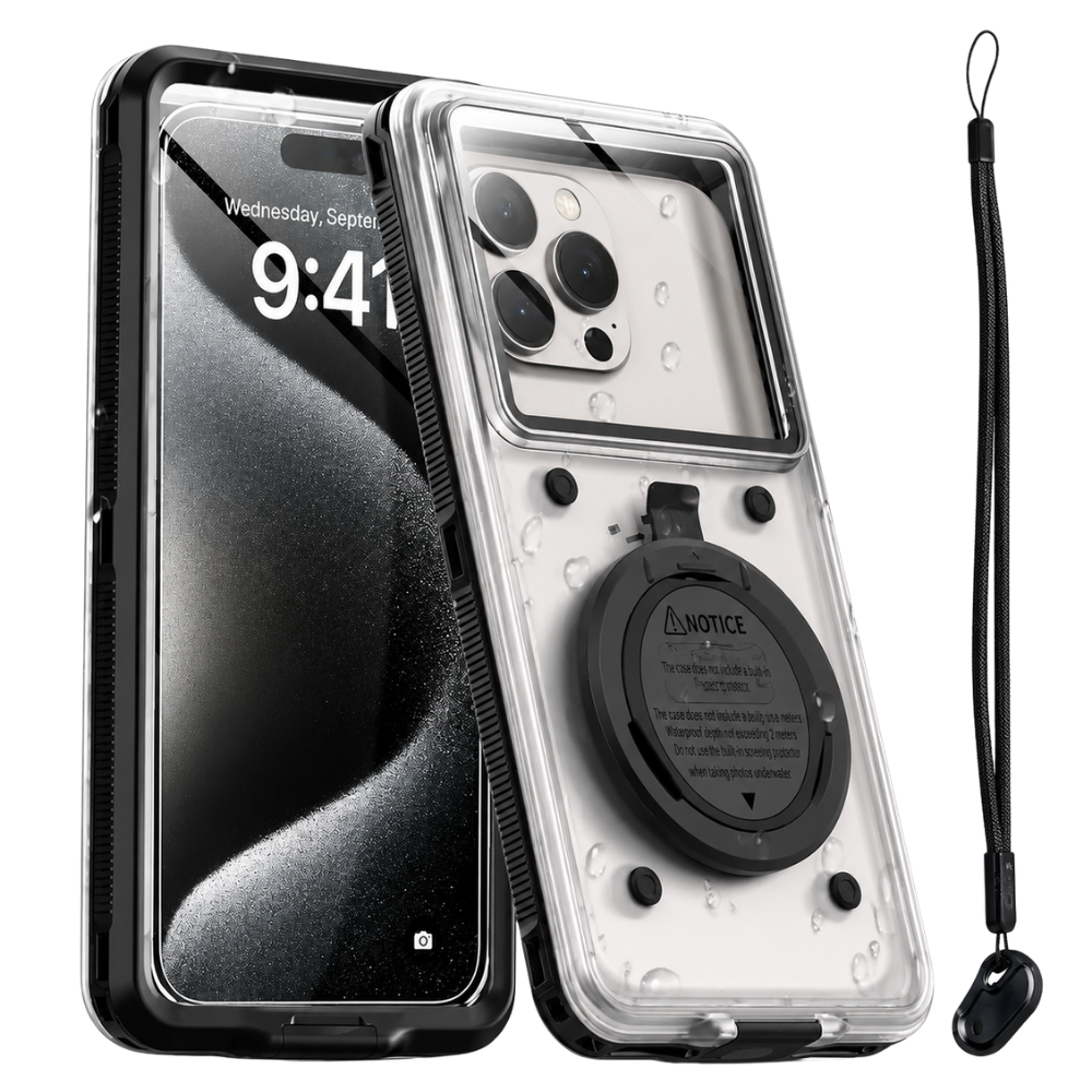 Premium iPhone Case Universal IP68 Waterproof Diving Pouch with Self-Check Seal, Airbag Vacuum Protection, Full-Screen Touch, Lanyard Support