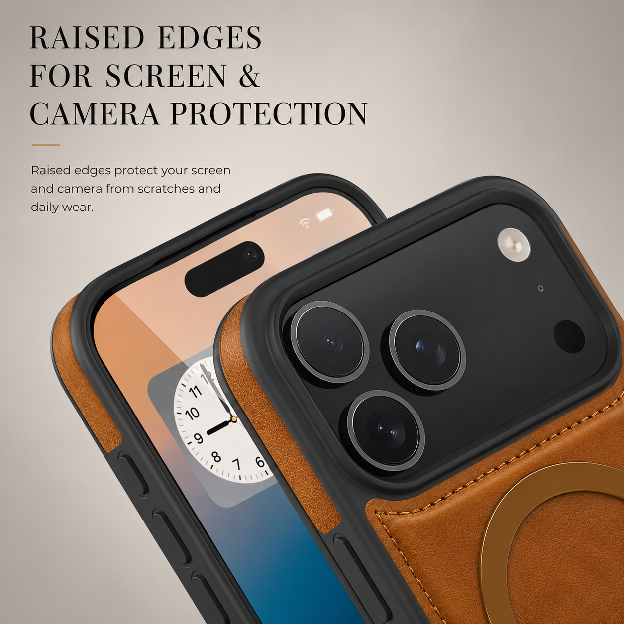 Premium iPhone Case Wallet Cover Card Holder Magnetic Charging Compatible Leather Flip Protective Cover Business Style Design