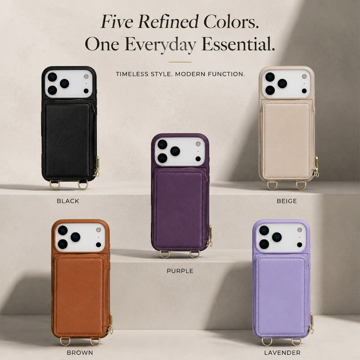 Premium iPhone Case Wallet Cover Card Holder RFID Protection Crossbody Strap Flip Protective Cover Shockproof Leather Design