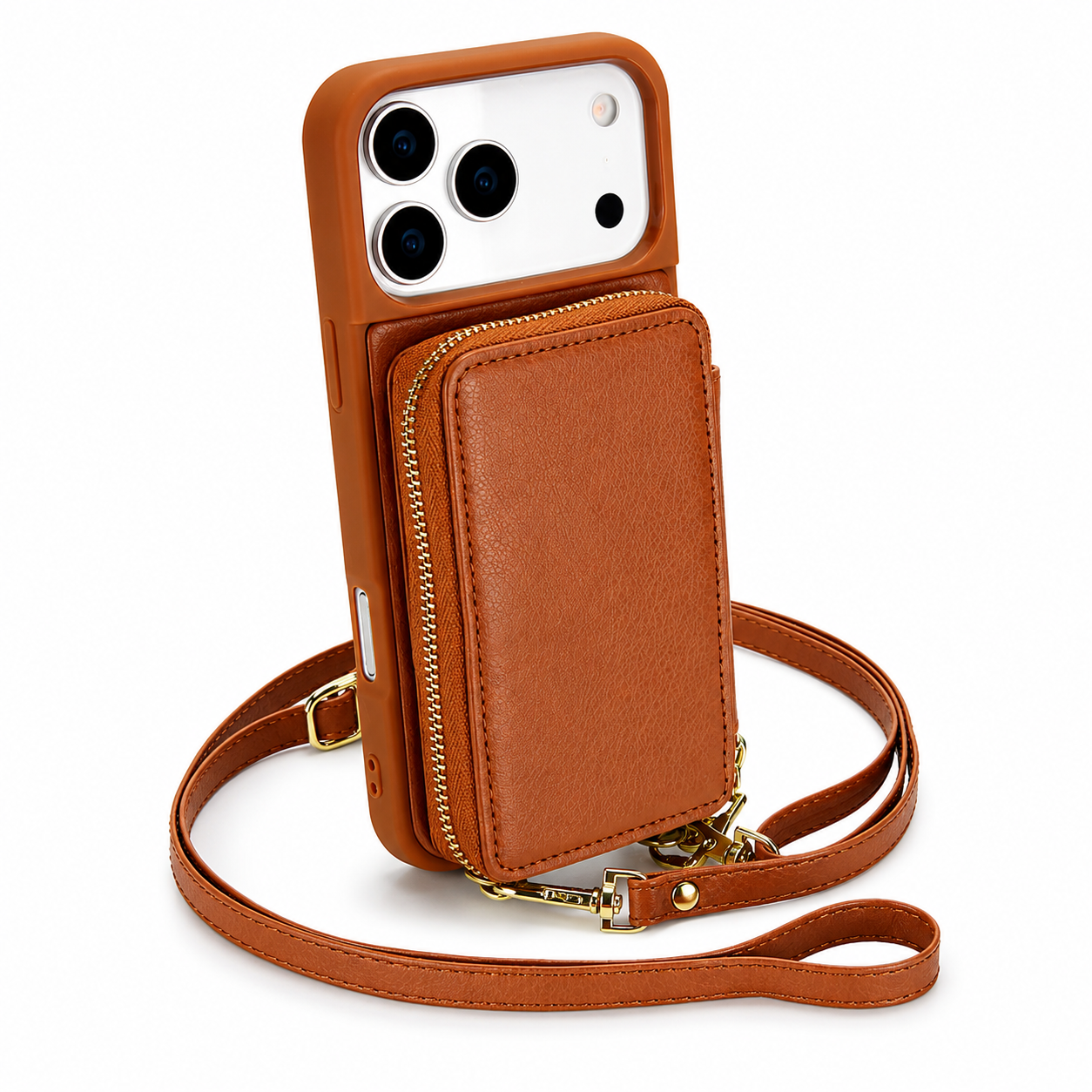 Premium iPhone Case Wallet Cover Card Holder RFID Protection Crossbody Strap Flip Protective Cover Shockproof Leather Design