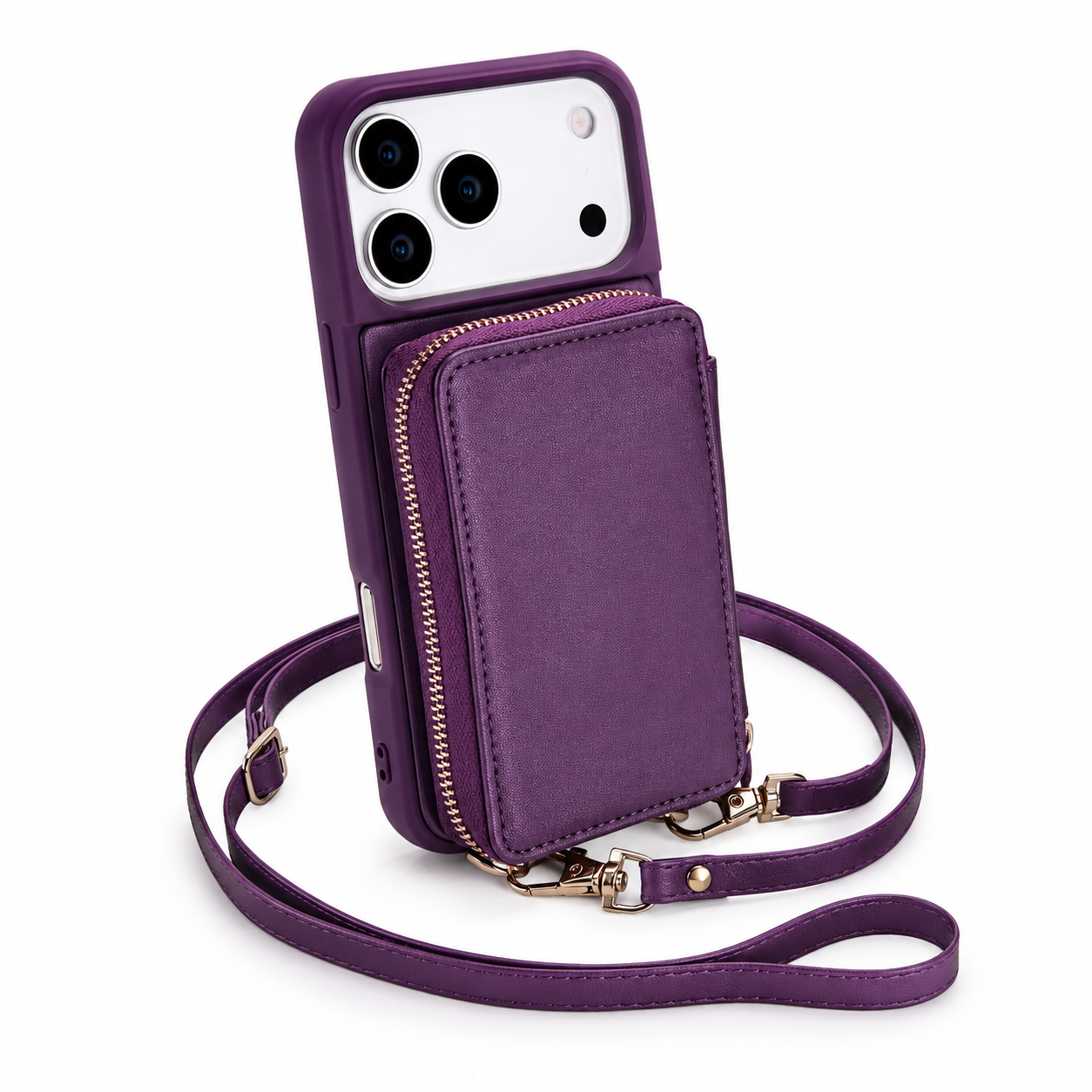 Premium iPhone Case Wallet Cover Card Holder RFID Protection Crossbody Strap Flip Protective Cover Shockproof Leather Design