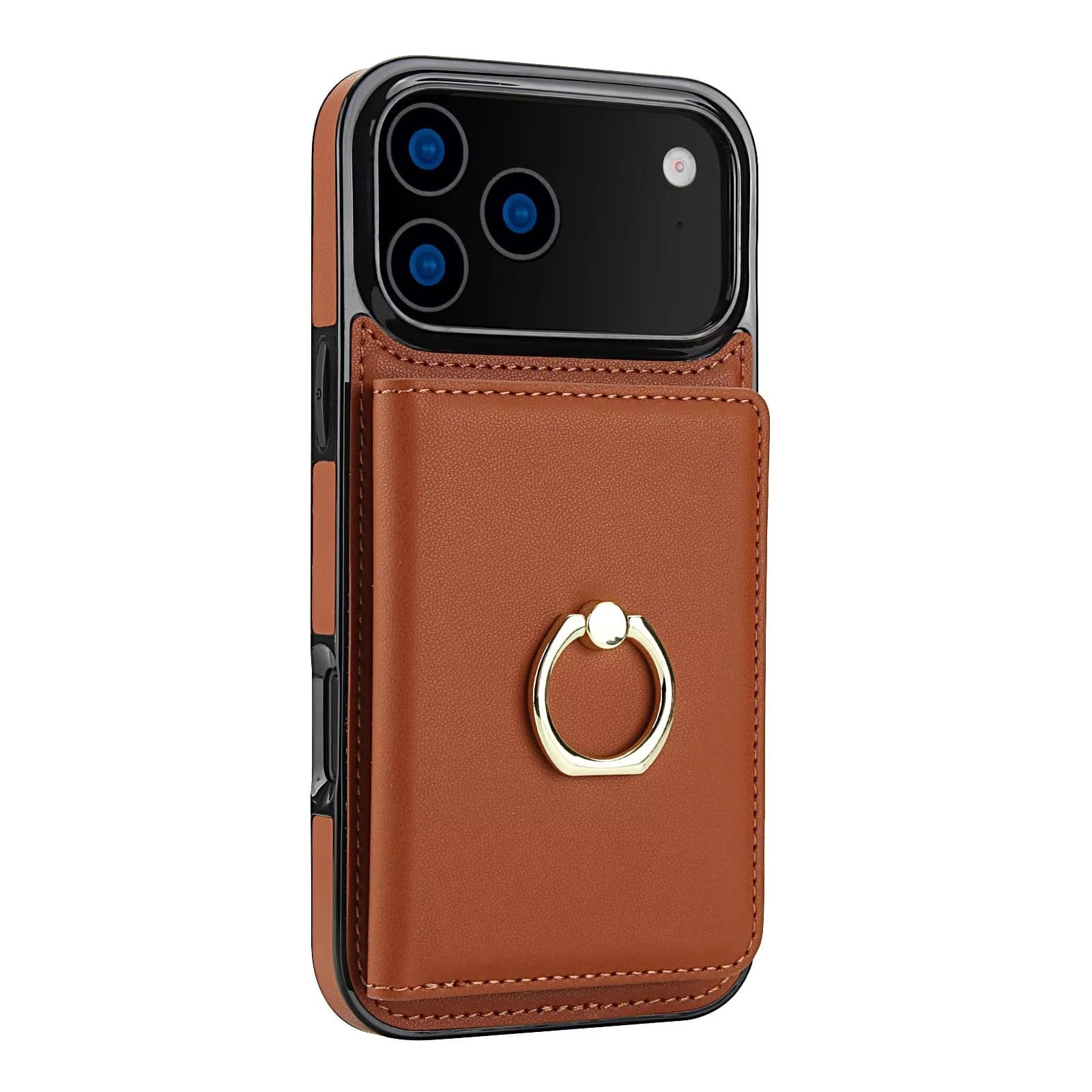 Premium iPhone Case Wallet Cover Card Holder Shockproof PU Leather Case 360 Degree Rotating Ring Kickstand Magnetic Clasp Full Coverage Protective Design