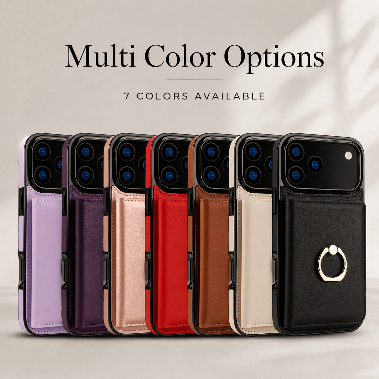 Premium iPhone Case Wallet Cover Card Holder Shockproof PU Leather Case 360 Degree Rotating Ring Kickstand Magnetic Clasp Full Coverage Protective Design