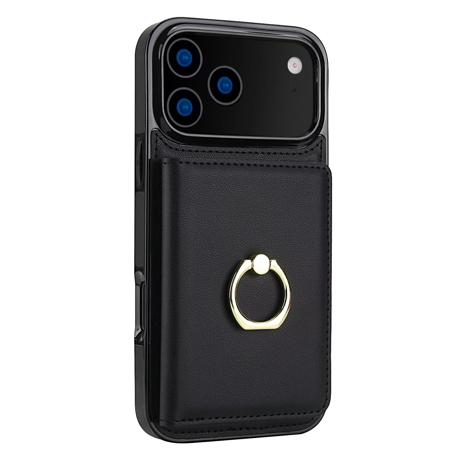 Premium iPhone Case Wallet Cover Card Holder Shockproof PU Leather Case 360 Degree Rotating Ring Kickstand Magnetic Clasp Full Coverage Protective Design
