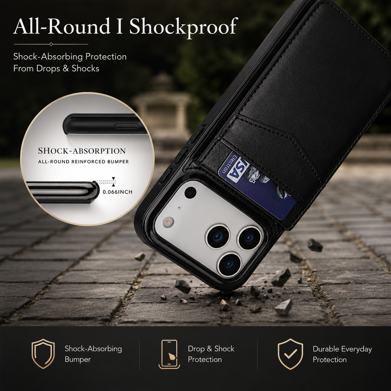 Premium iPhone Case Wallet Cover Card Holder Shockproof Protective Cover Flip Stand Retro Leather Anti Fingerprint Design