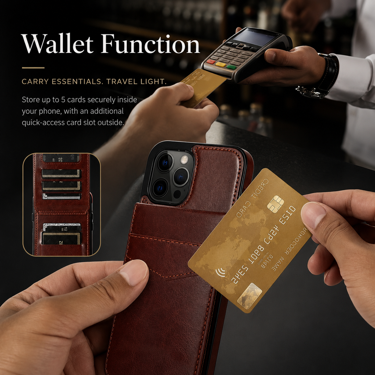 Premium iPhone Case Wallet Cover Card Holder Shockproof Protective Cover Flip Stand Retro Leather Anti Fingerprint Design