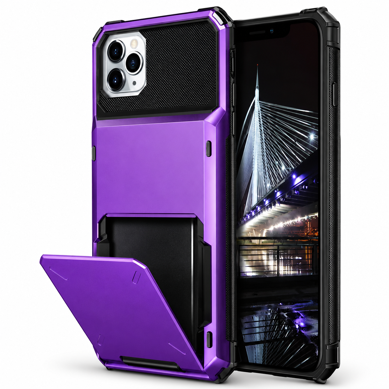Premium iPhone Case Wallet Cover Card Holder Shockproof Protective Cover Hidden Card Storage Dual Layer Armor Design