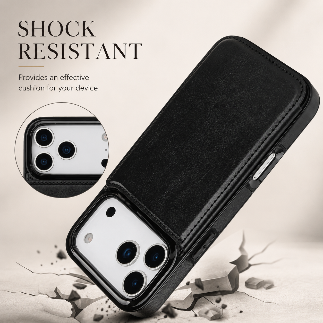 Premium iPhone Case Wallet Cover Card Holder Shockproof Protective Cover Kickstand Magnetic Closure Faux Leather Design