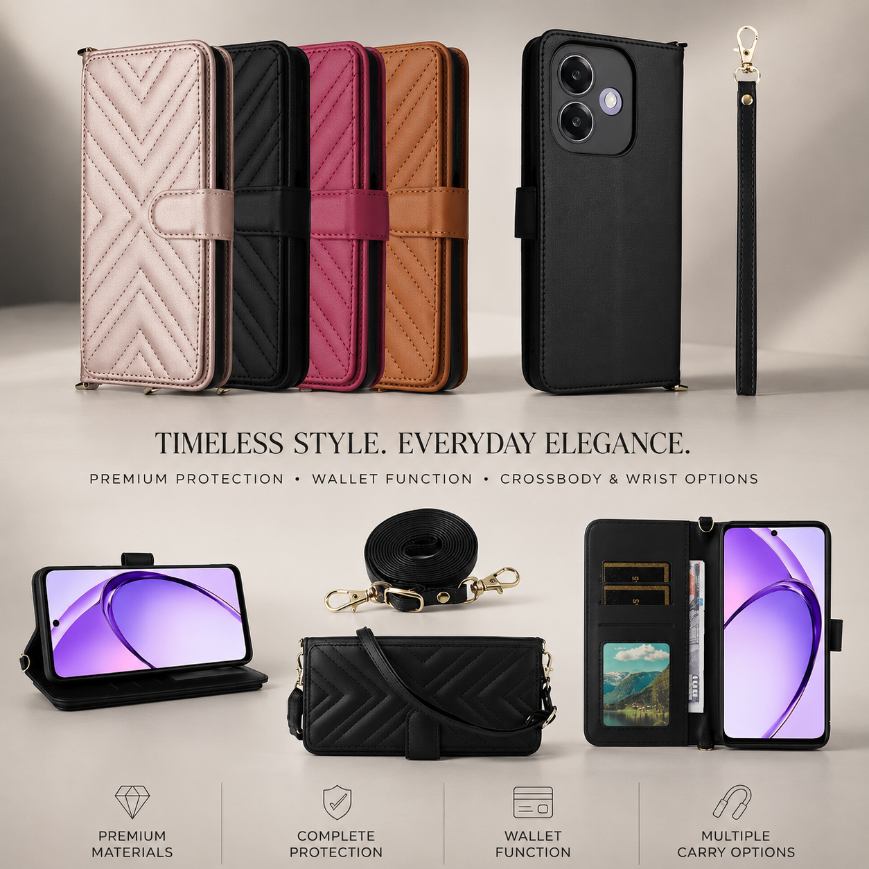 Premium iPhone Case Wallet Cover Card Holder Shockproof Protective Cover Leather Flip Case Magnetic Closure Full Body Protection