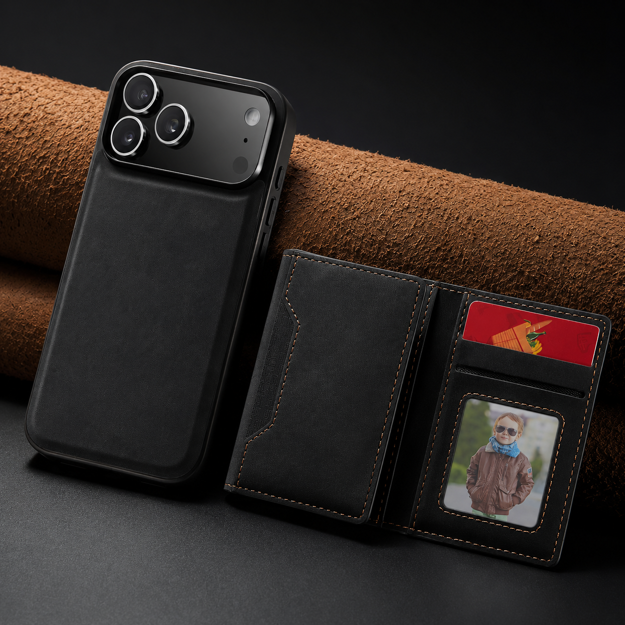 Premium iPhone Case Wallet Cover Card Holder Shockproof Protective Cover Magnetic Closure Kickstand Leather Design